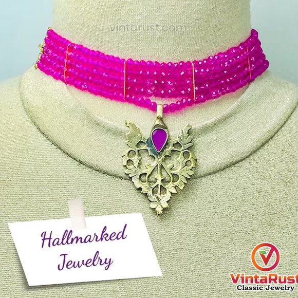 Valentine Special Sale, Beaded Jewelry Set, Beads With Brass Motif Jewelry Set, - Picture 1 of 9